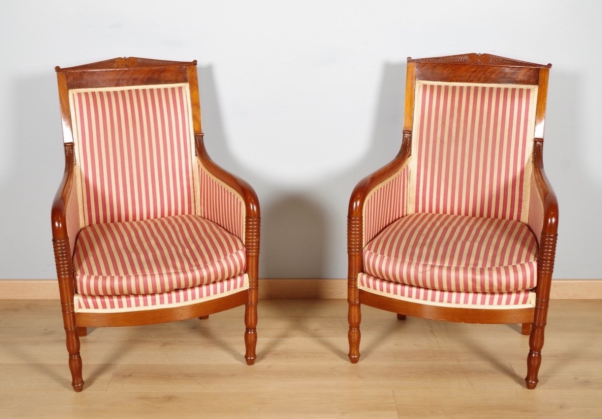 Pair Of Bergère Armchairs From The Restoration Period