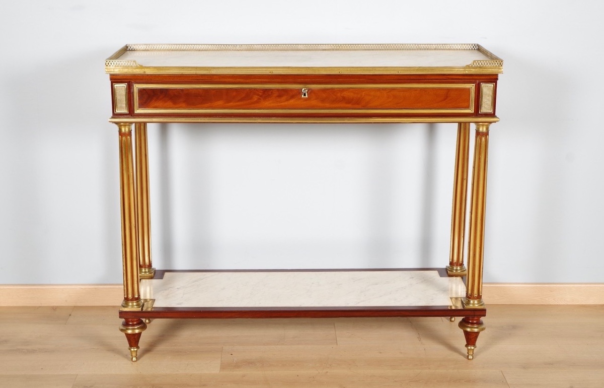 Louis XVI Period Console Table Stamped Gamichon In Paris