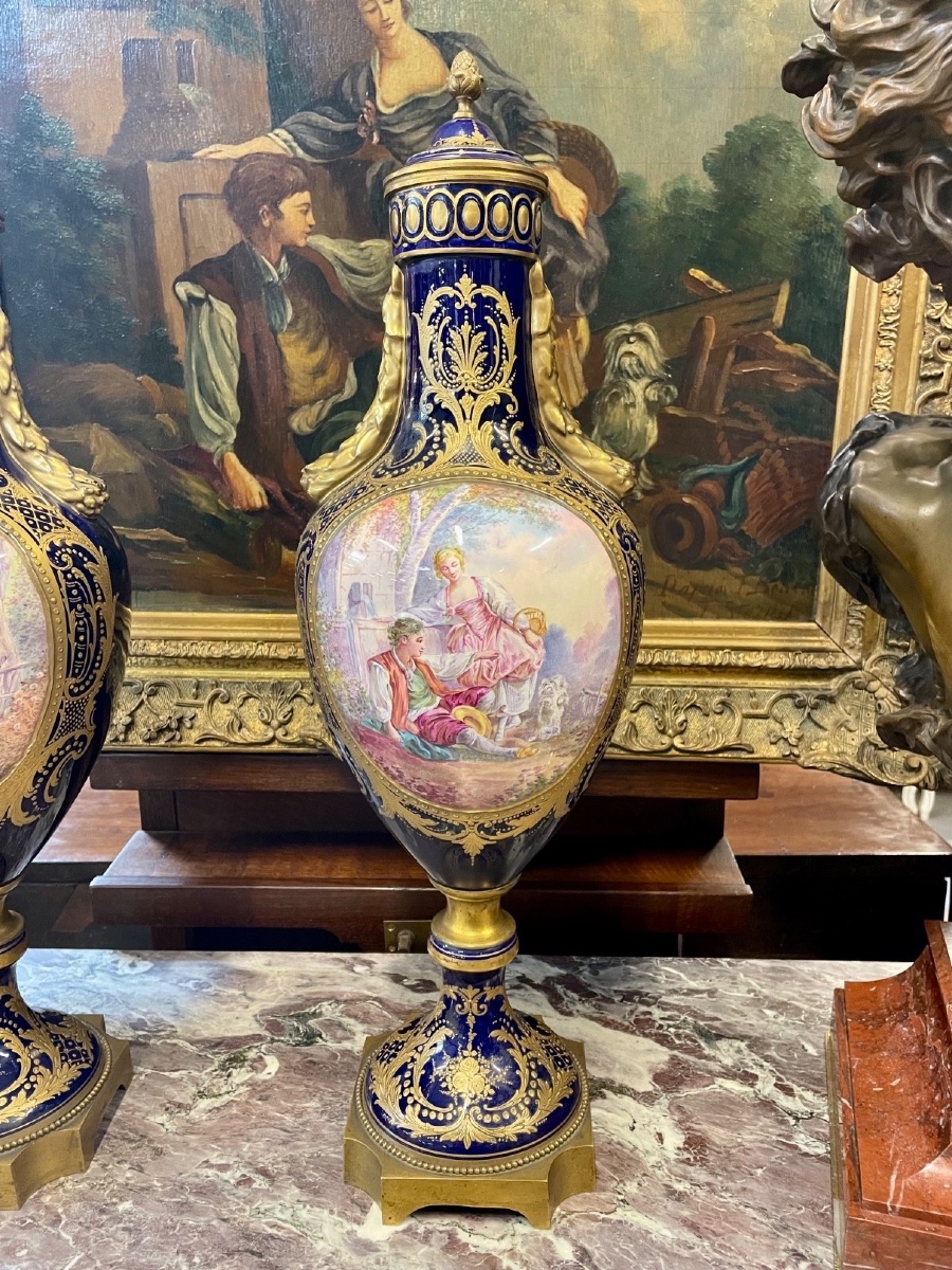 Pair Of Porcelain Vases In The Sèvres Style-photo-5
