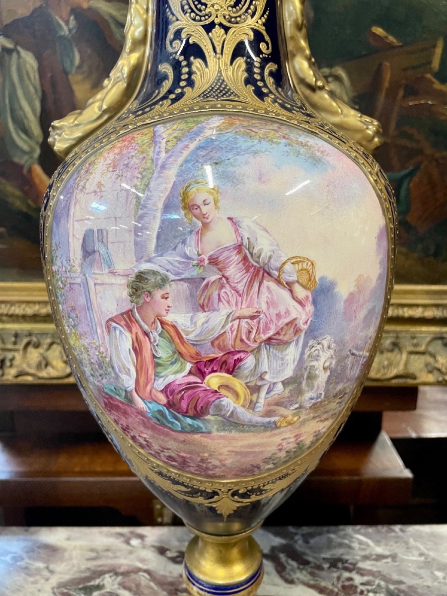 Pair Of Porcelain Vases In The Sèvres Style-photo-6