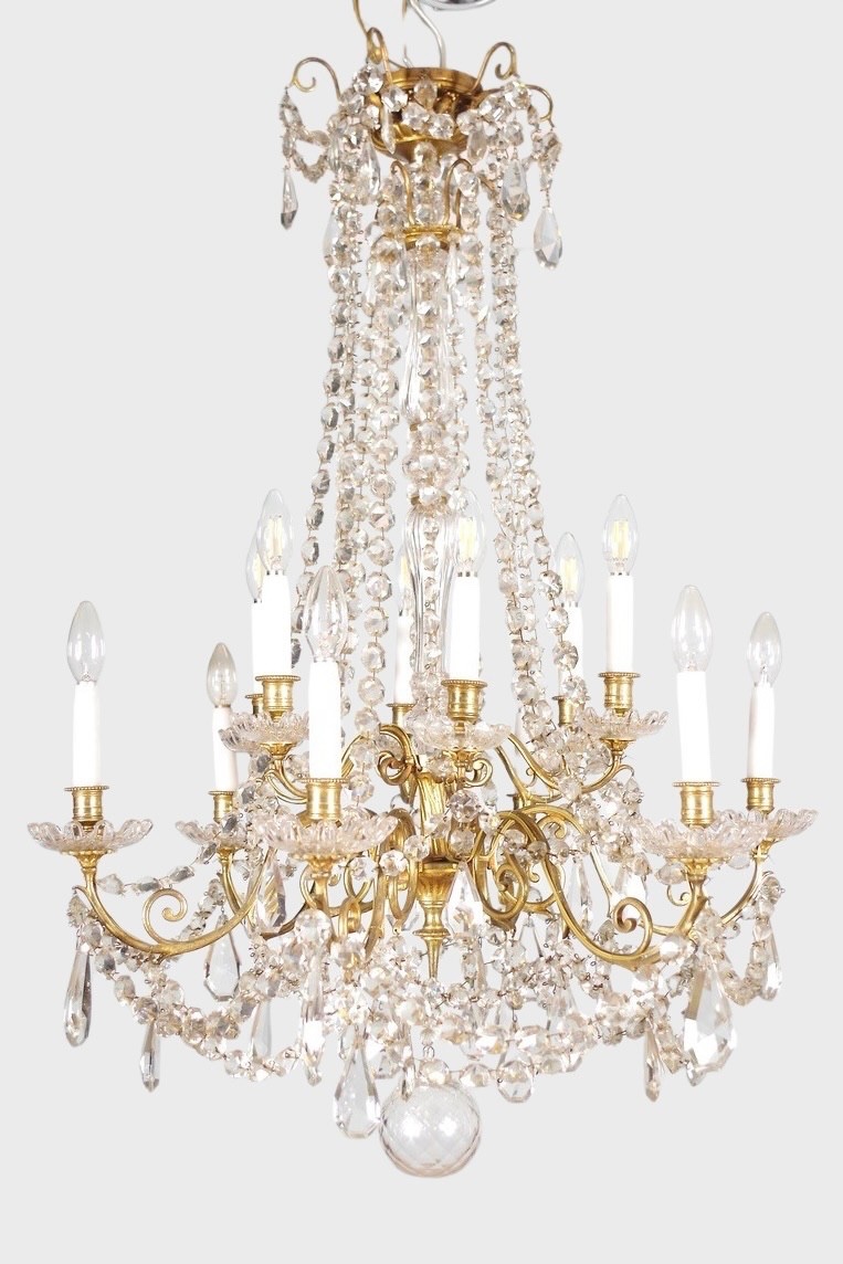 Lustre Napoléon III bronze et cristal-photo-2