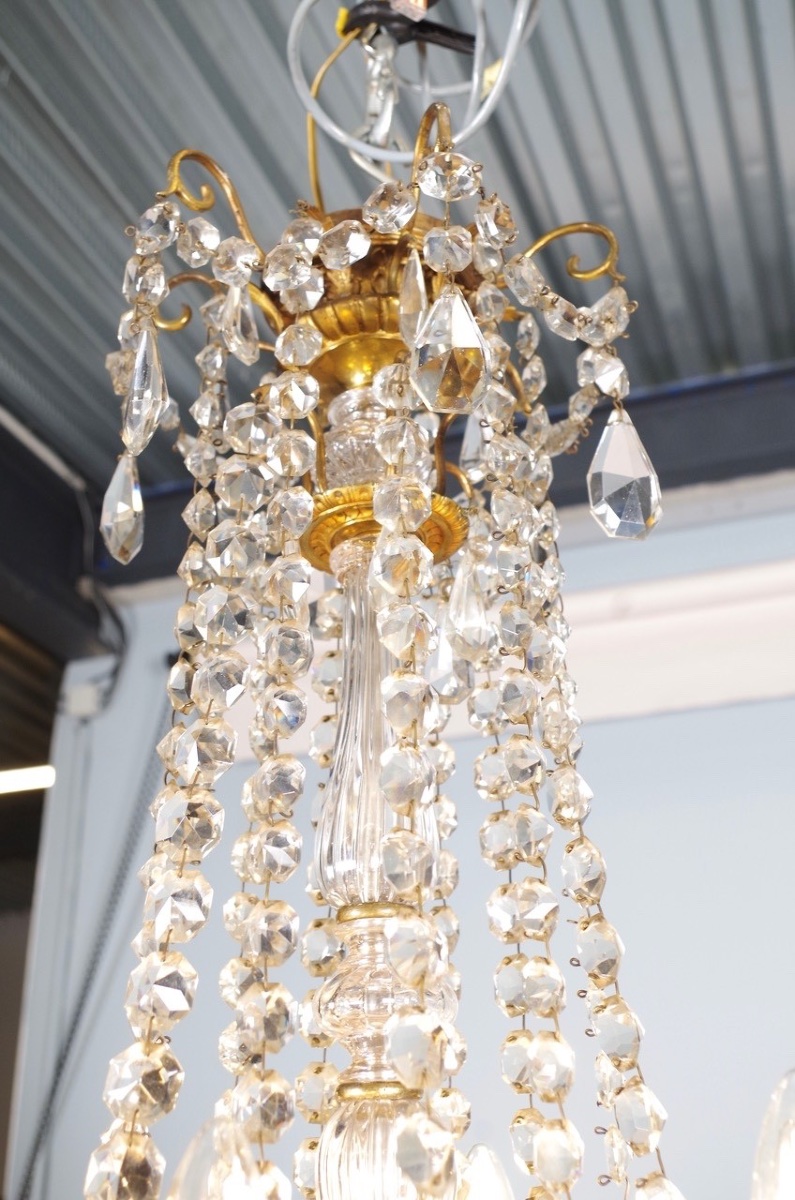 Lustre Napoléon III bronze et cristal-photo-1