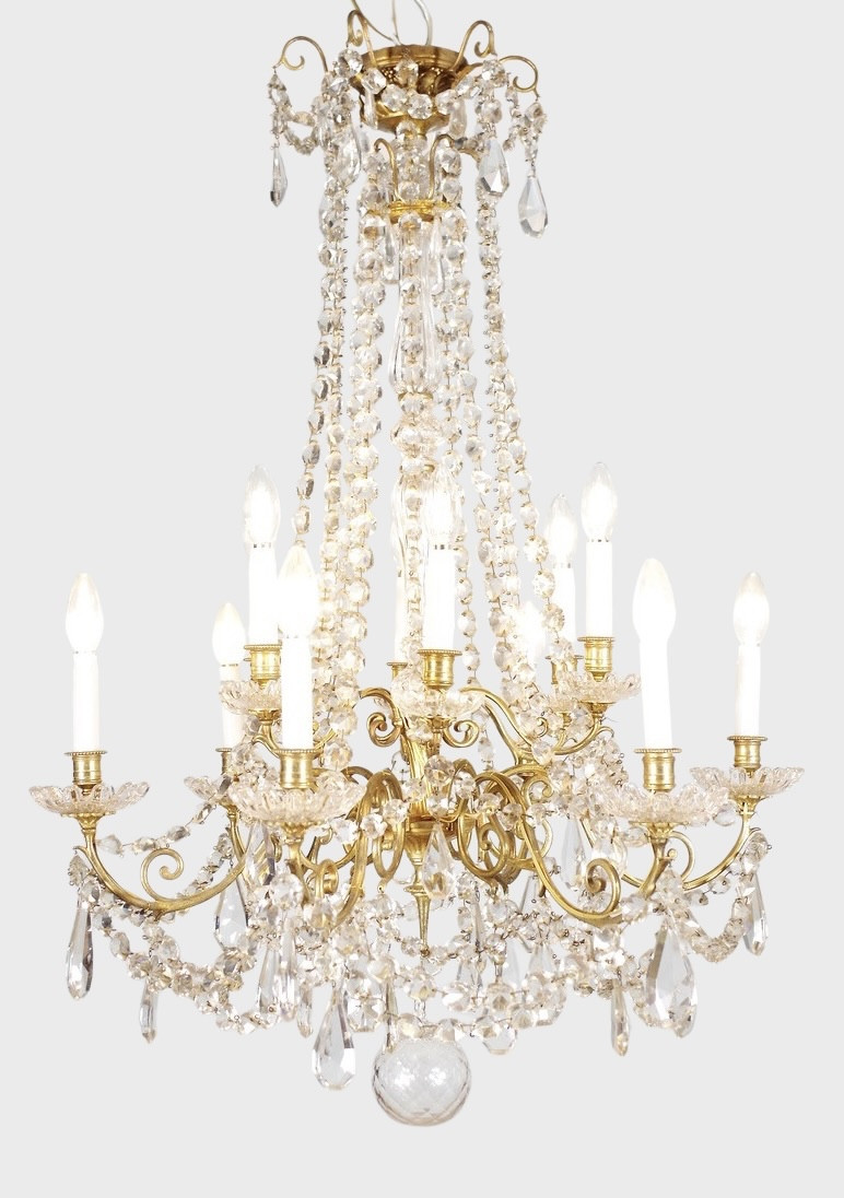 Lustre Napoléon III bronze et cristal