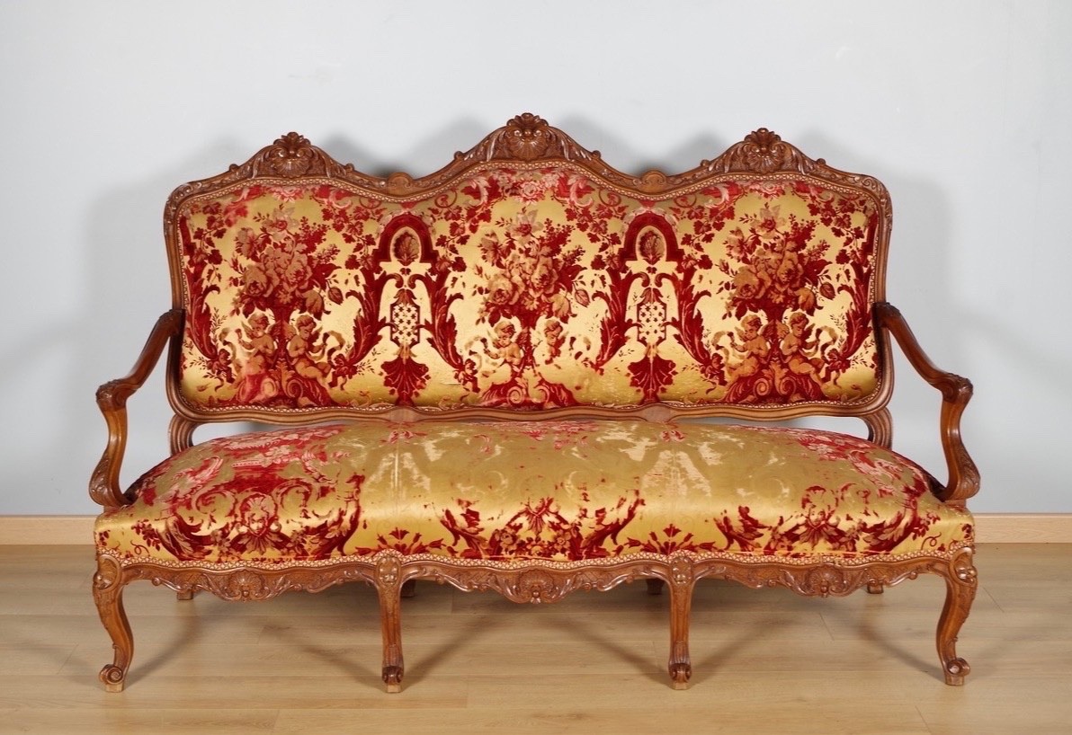 Regency-style Living Room: Sofa, Two Armchairs, Four Chairs-photo-2