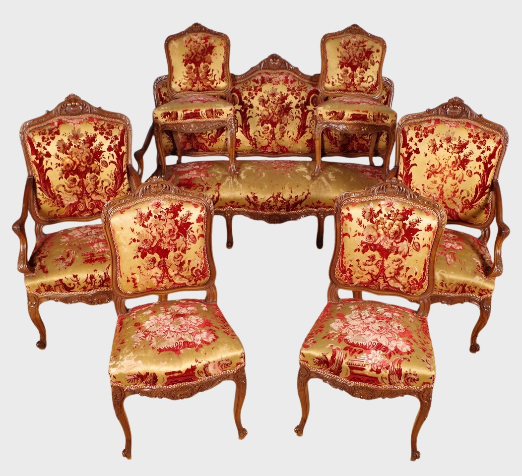 Regency-style Living Room: Sofa, Two Armchairs, Four Chairs