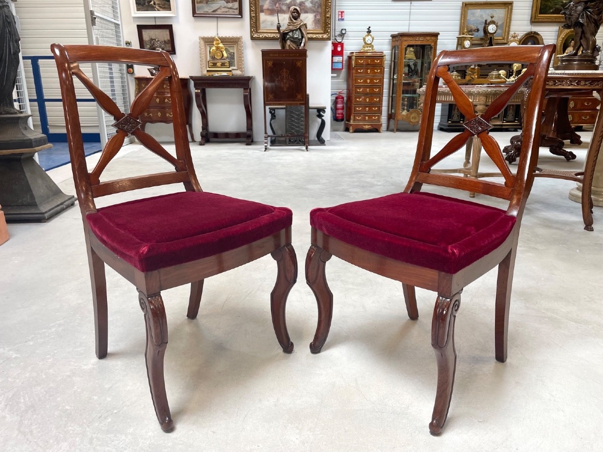 Paire de chaises Restauration en acajou - époque XIXe siècle-photo-6