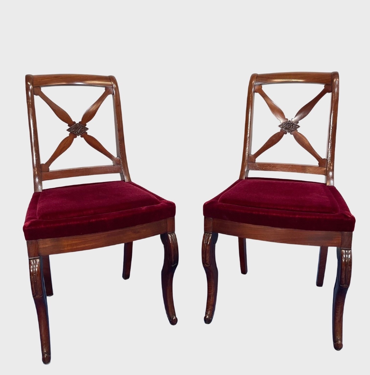 Paire de chaises Restauration en acajou - époque XIXe siècle