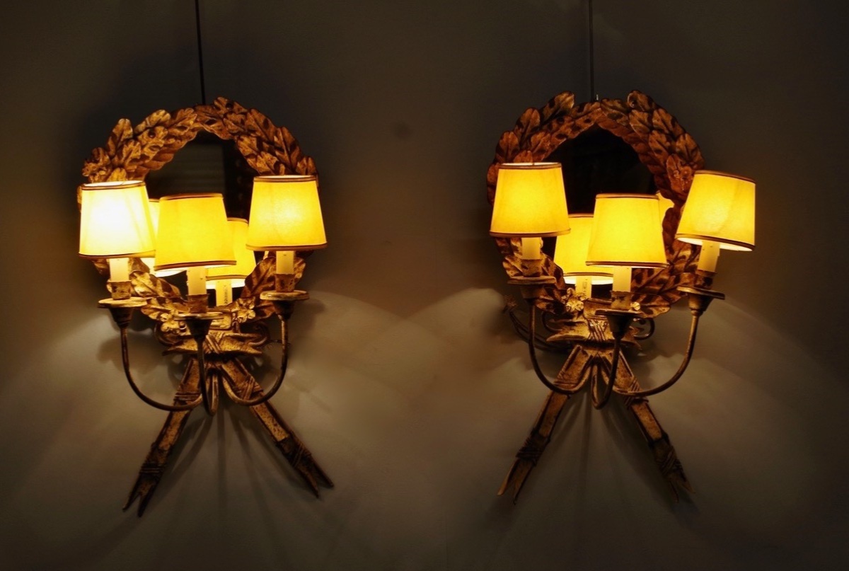 Pair Of Louis XVI Sconces In Painted Sheet Metal - Late 20th Century-photo-3