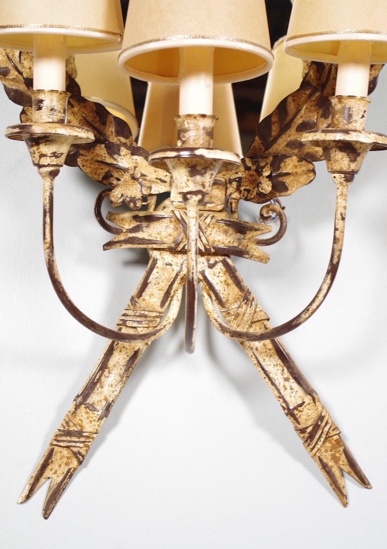 Pair Of Louis XVI Sconces In Painted Sheet Metal - Late 20th Century-photo-2