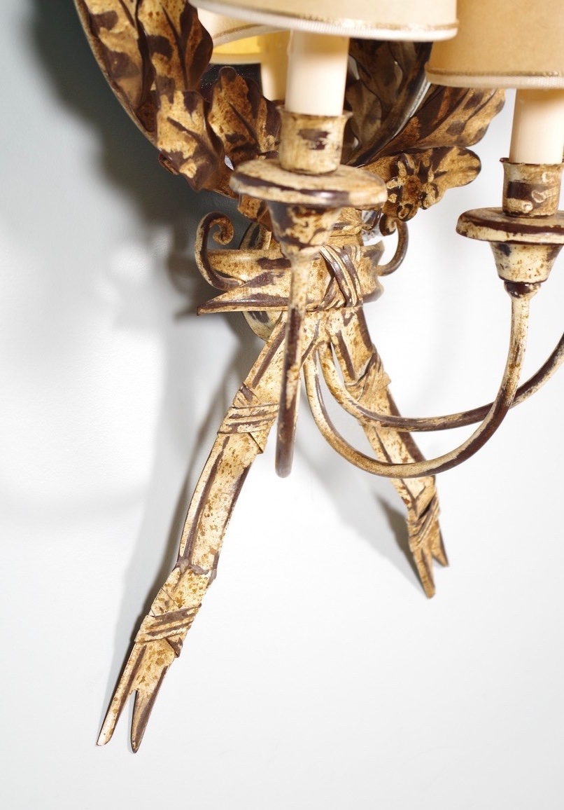 Pair Of Louis XVI Sconces In Painted Sheet Metal - Late 20th Century-photo-4