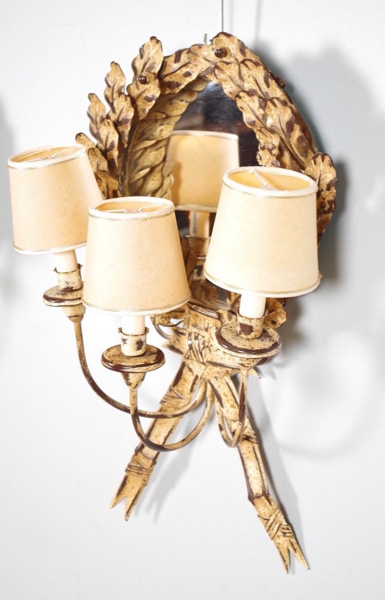 Pair Of Louis XVI Sconces In Painted Sheet Metal - Late 20th Century-photo-5