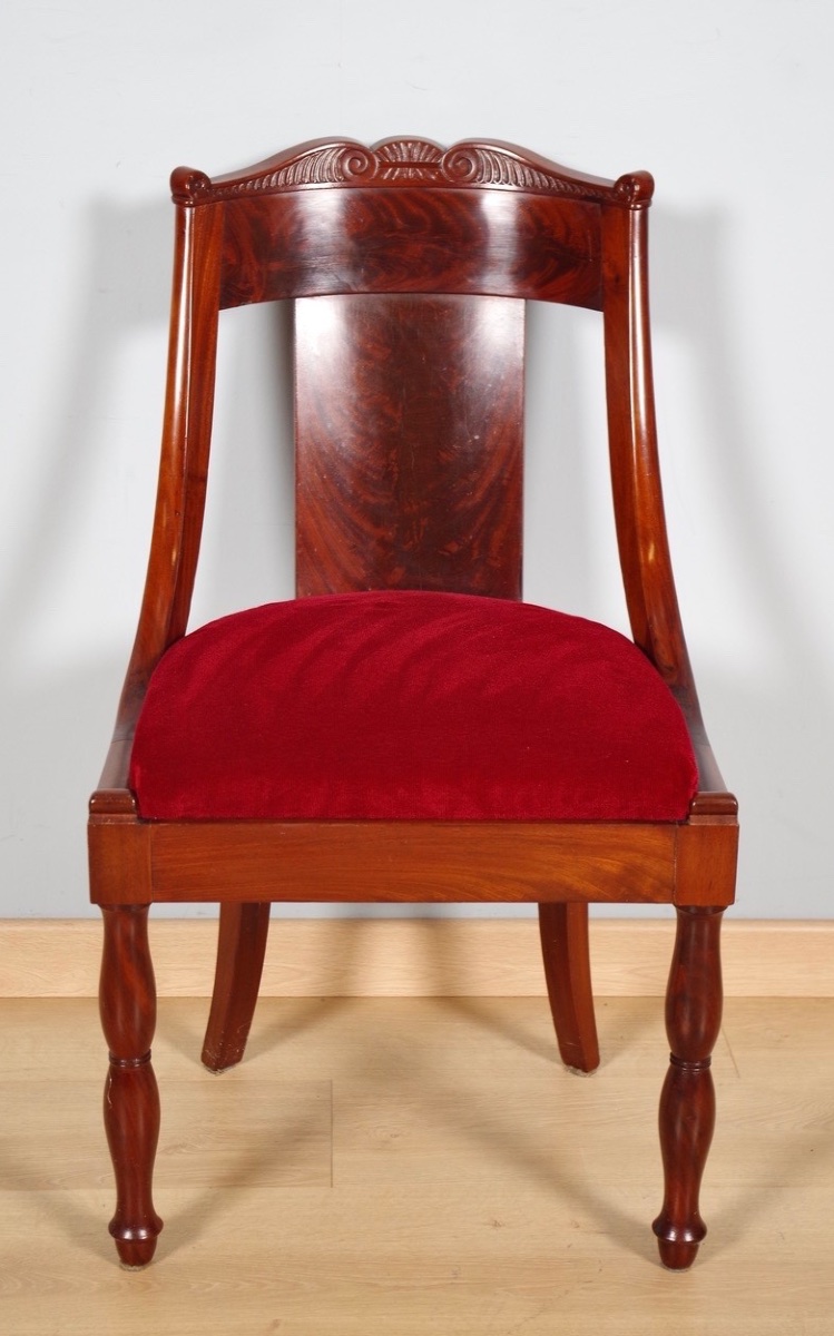 Pair Of Restoration Mahogany Chairs - 19th Century-photo-2