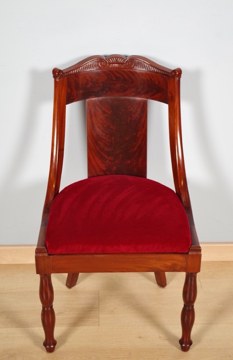 Pair Of Restoration Mahogany Chairs - 19th Century-photo-3