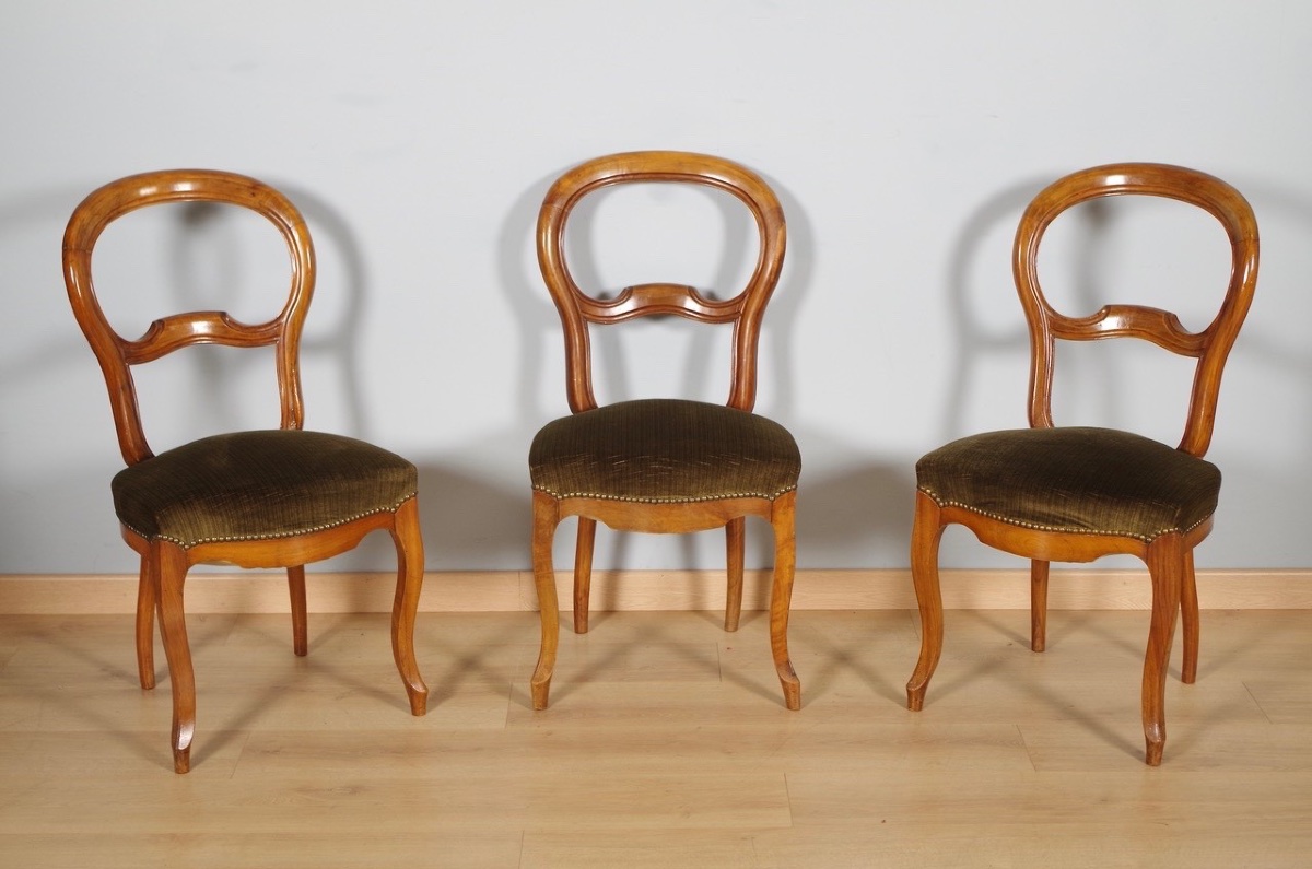 Six Louis-philippe Chairs In Walnut—19th Century-photo-2
