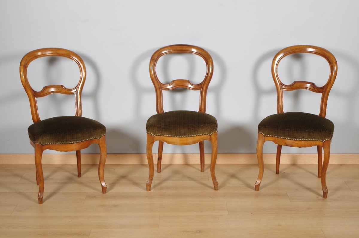 Six Louis-philippe Chairs In Walnut—19th Century-photo-3
