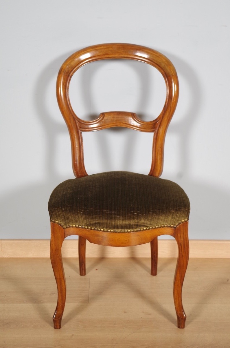 Six Louis-philippe Chairs In Walnut—19th Century-photo-4