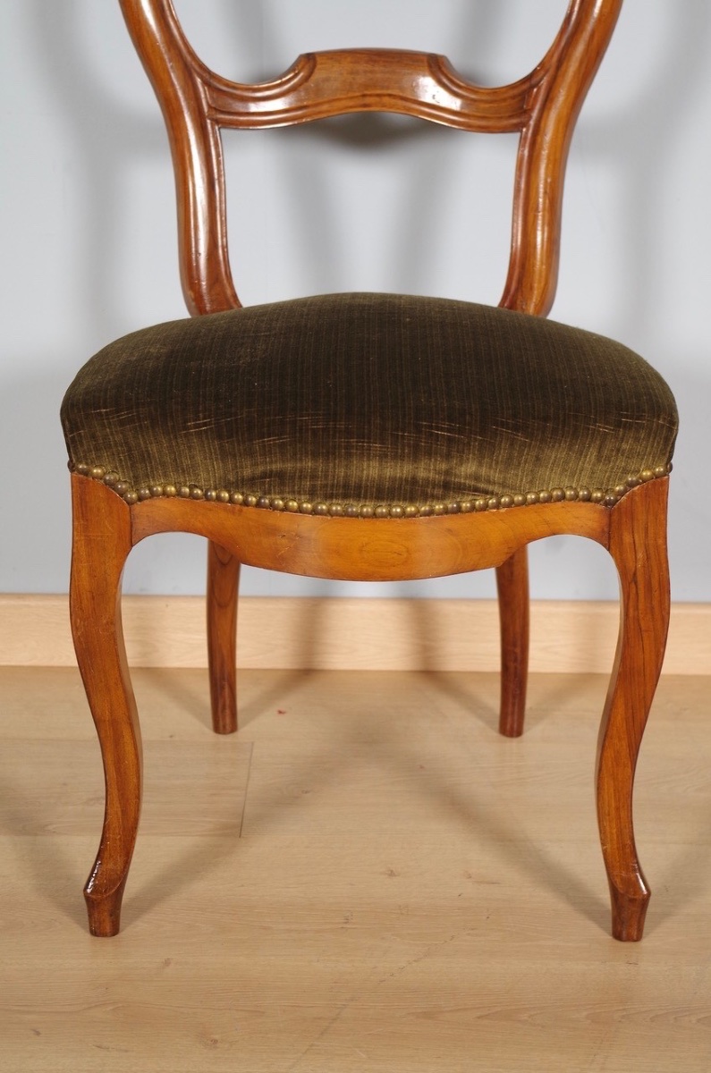 Six Louis-philippe Chairs In Walnut—19th Century-photo-2