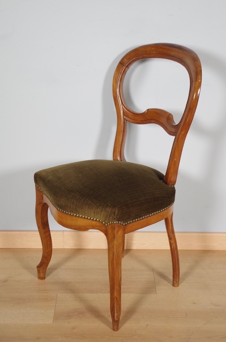 Six Louis-philippe Chairs In Walnut—19th Century-photo-3