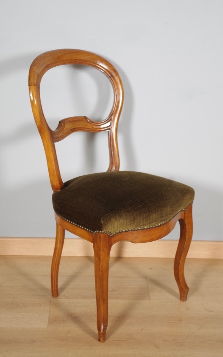 Six Louis-philippe Chairs In Walnut—19th Century-photo-4