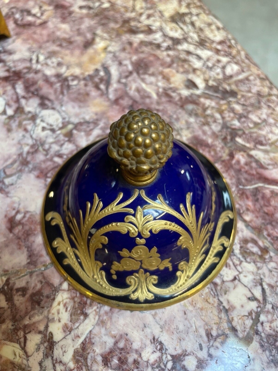 Grand vase style Sèvres en porcelaine et bronze doré, vers 1880-photo-8