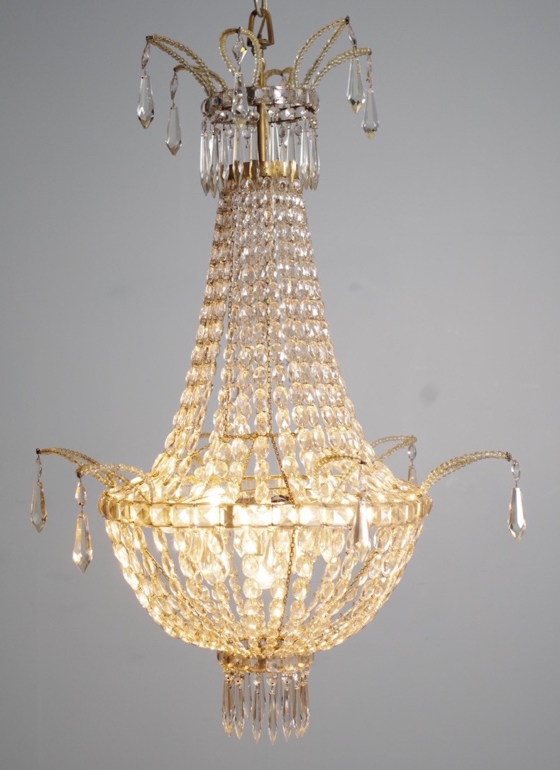 Lustre montgolfière en cristal, vers 1900-photo-3