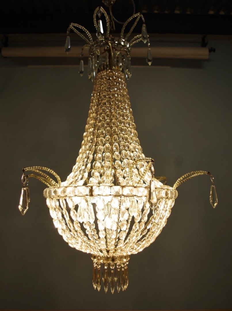 Lustre montgolfière en cristal, vers 1900-photo-4