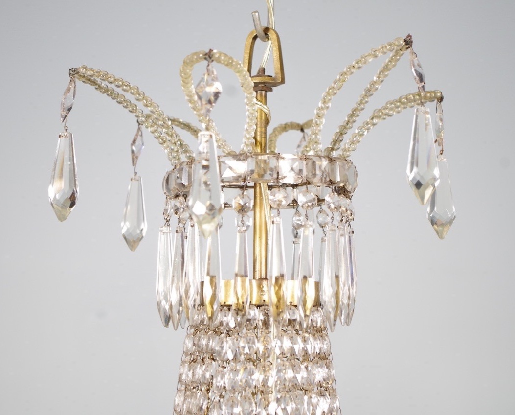 Lustre montgolfière en cristal, vers 1900-photo-1