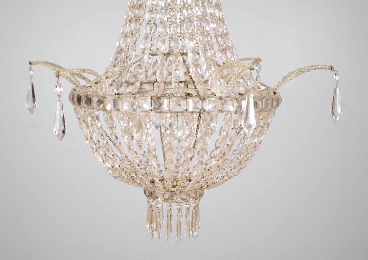 Lustre montgolfière en cristal, vers 1900-photo-2
