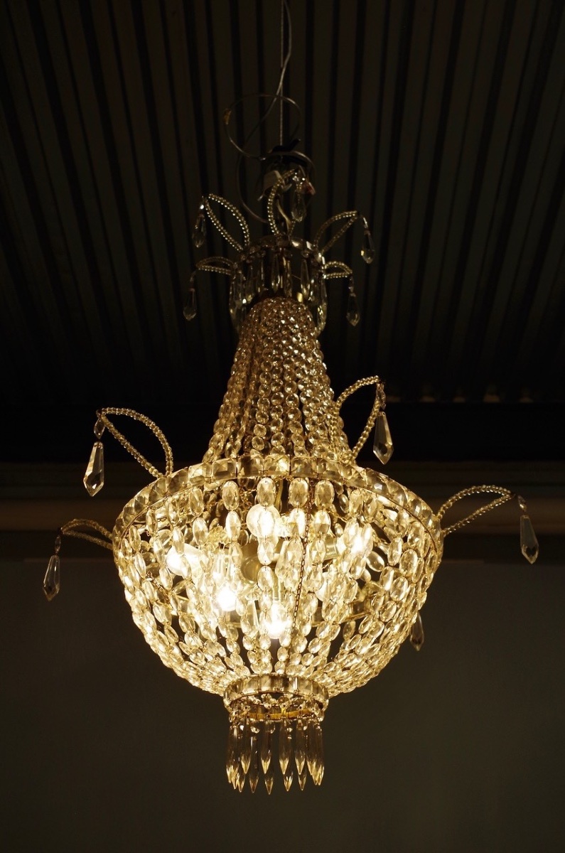 Lustre montgolfière en cristal, vers 1900-photo-6