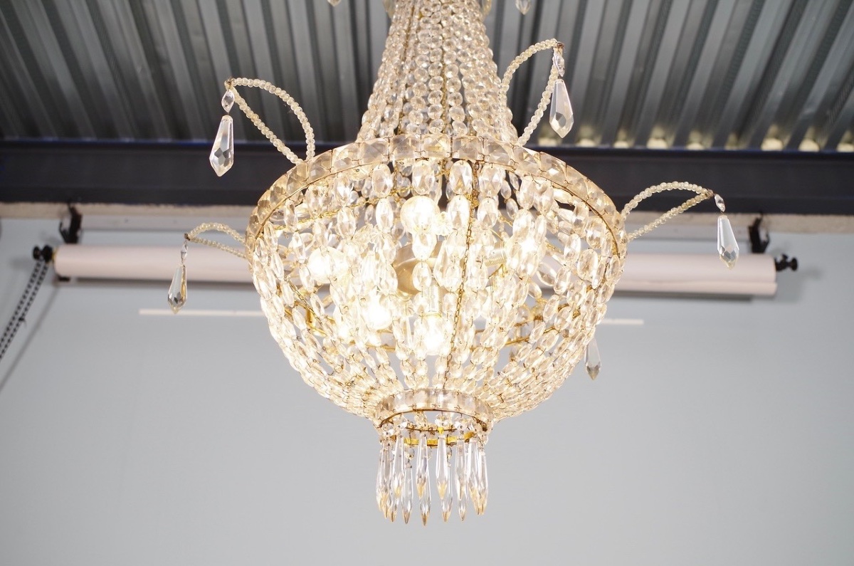 Lustre montgolfière en cristal, vers 1900-photo-7