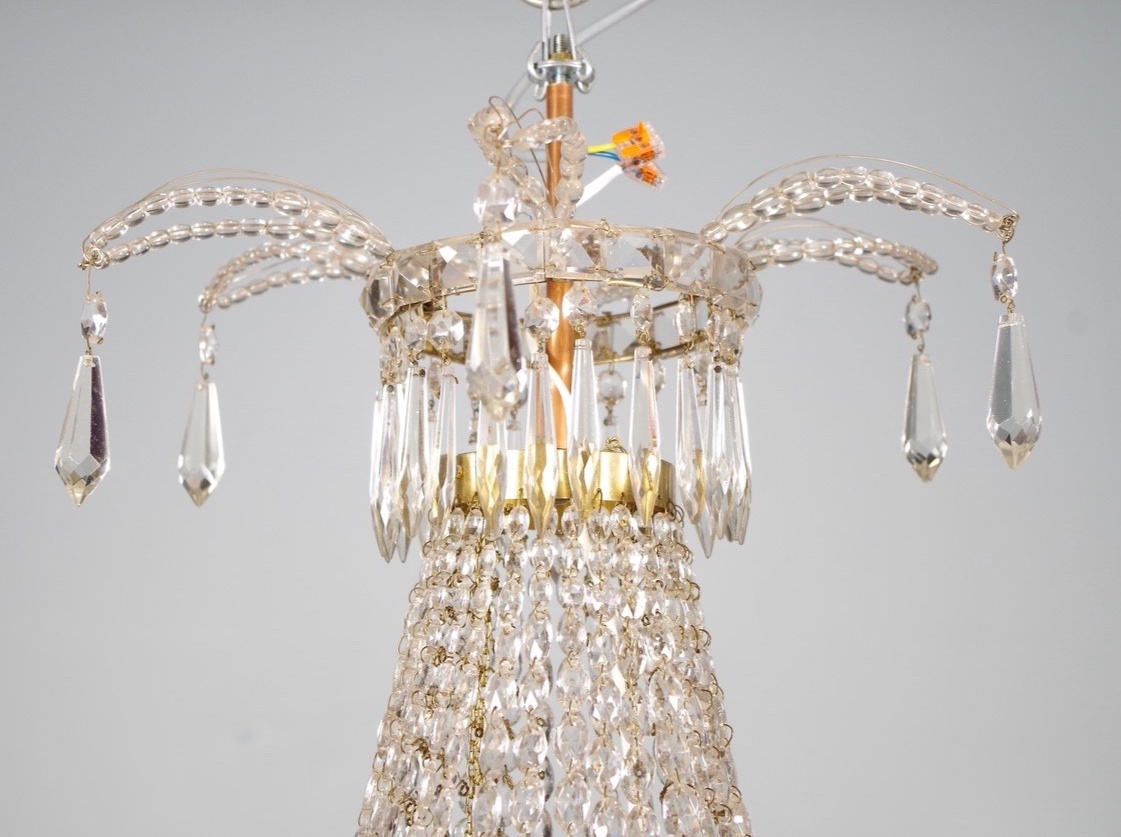 Lustre montgolfière en cristal, vers 1900-photo-3