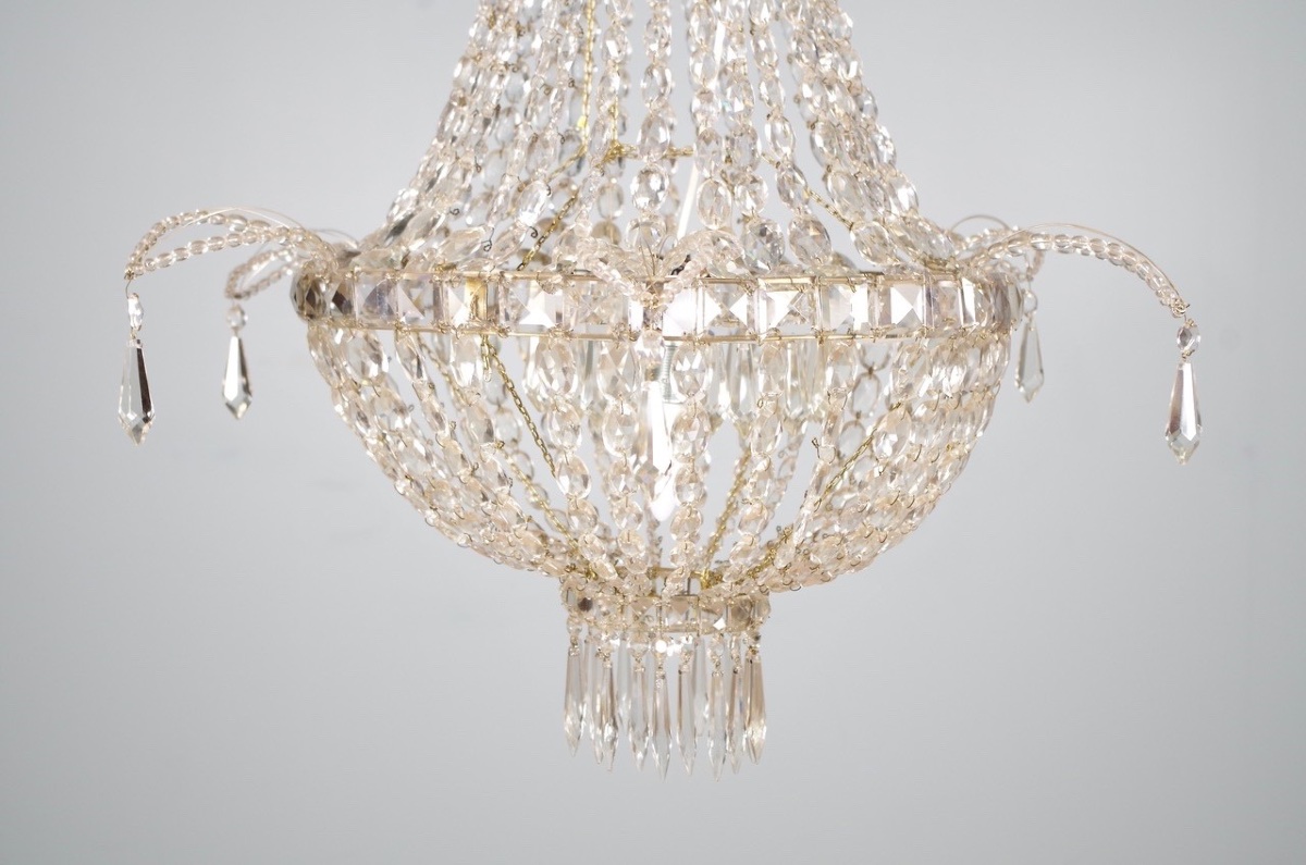 Lustre montgolfière en cristal, vers 1900-photo-4