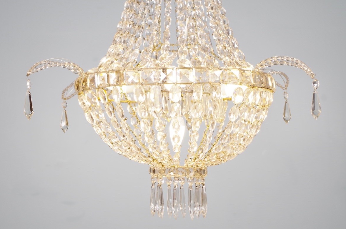 Lustre montgolfière en cristal, vers 1900-photo-1