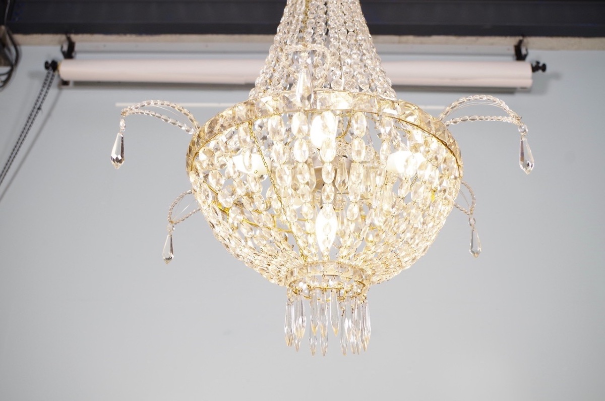 Lustre montgolfière en cristal, vers 1900-photo-3