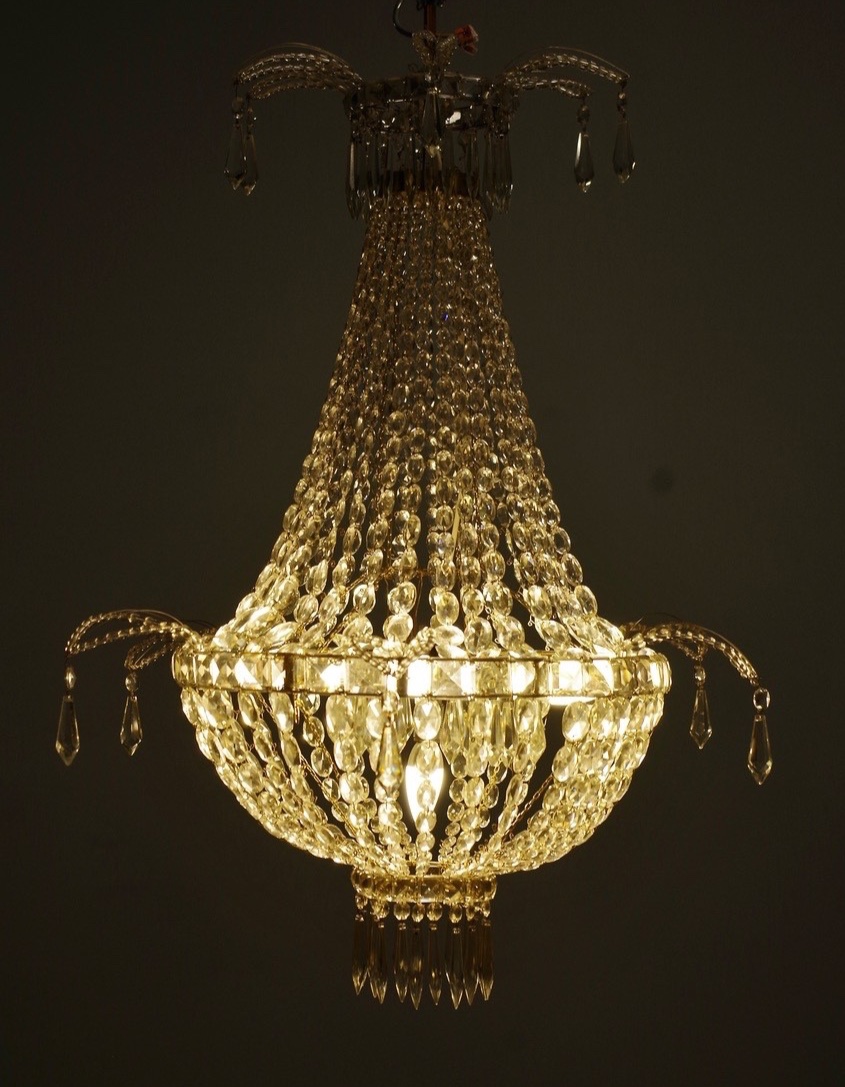 Lustre montgolfière en cristal, vers 1900-photo-4