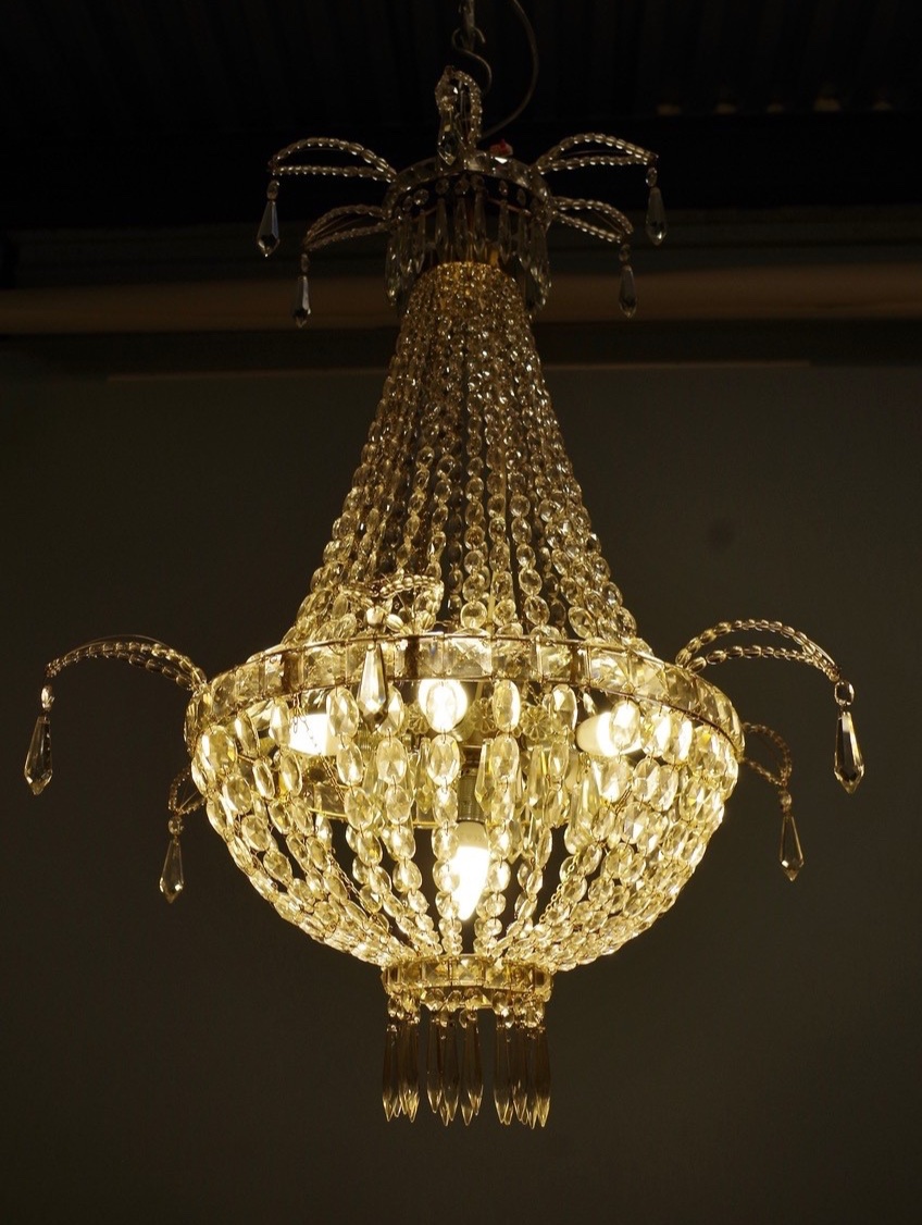 Lustre montgolfière en cristal, vers 1900-photo-5