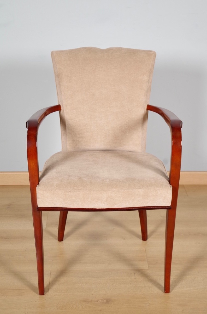 Suite de quatre fauteuils bridge Art déco en hêtre verni façon laque, vers 1930-photo-1