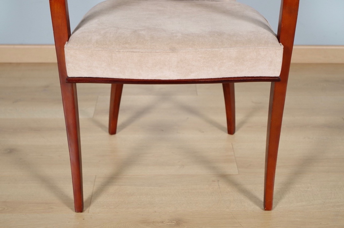 Suite de quatre fauteuils bridge Art déco en hêtre verni façon laque, vers 1930-photo-4