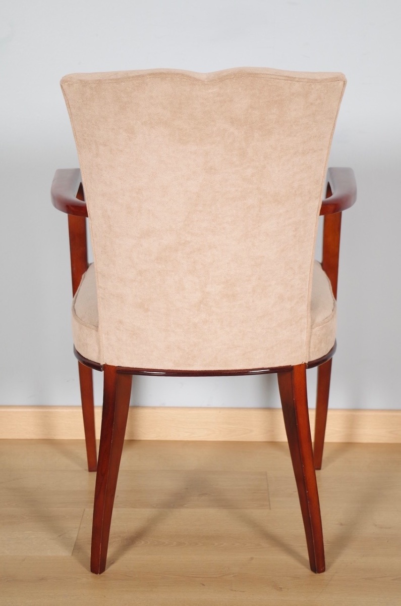 Suite de quatre fauteuils bridge Art déco en hêtre verni façon laque, vers 1930-photo-7