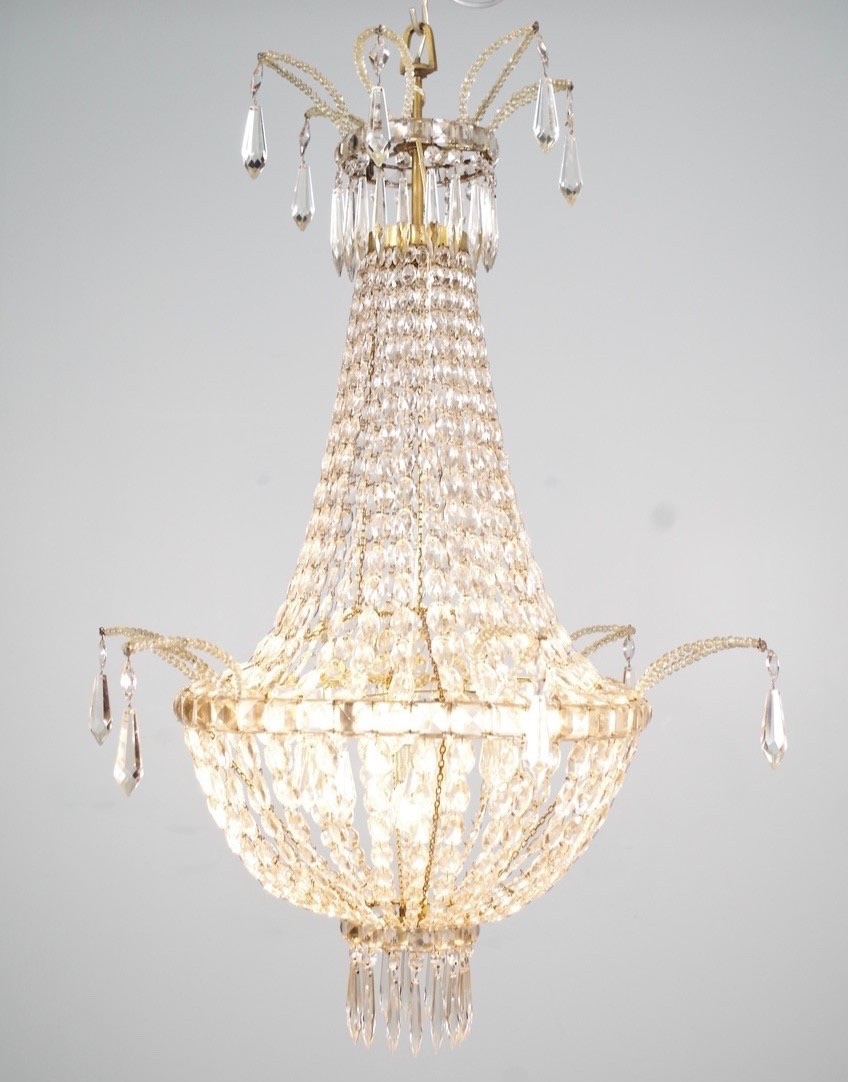 Pair Of Crystal Hot-air Balloon Chandeliers, Circa 1900-photo-3