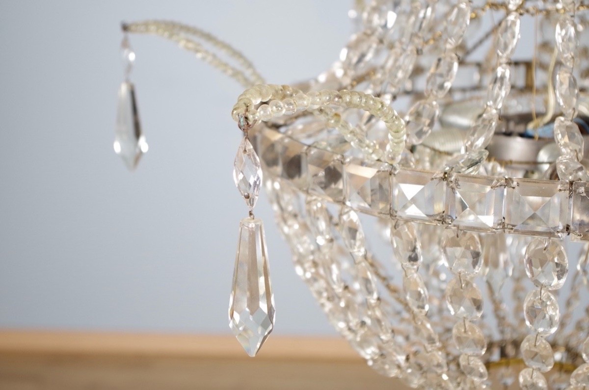 Pair Of Crystal Hot-air Balloon Chandeliers, Circa 1900-photo-2
