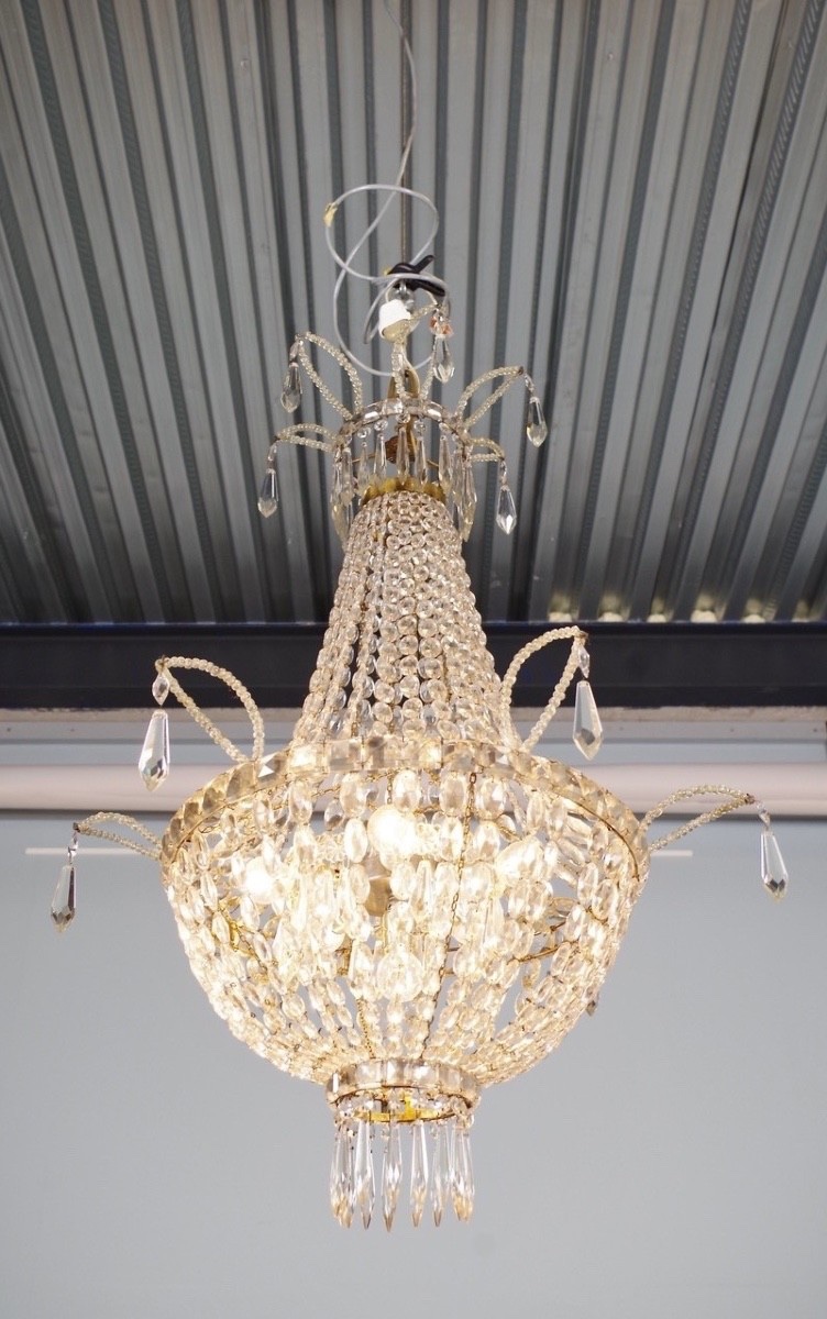 Pair Of Crystal Hot-air Balloon Chandeliers, Circa 1900-photo-3