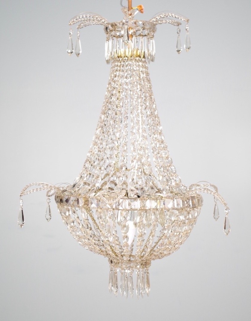 Pair Of Crystal Hot-air Balloon Chandeliers, Circa 1900-photo-4