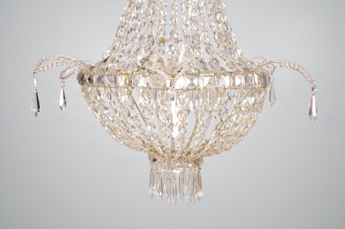 Pair Of Crystal Hot-air Balloon Chandeliers, Circa 1900-photo-7