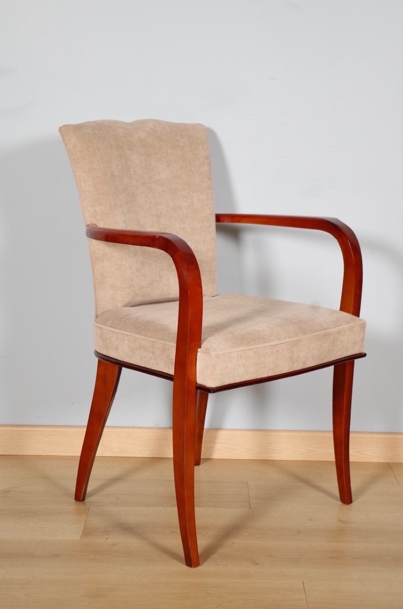 Pair Of Art Deco Bridge Chairs In Lacquer-finished Beech, Circa 1930-photo-2