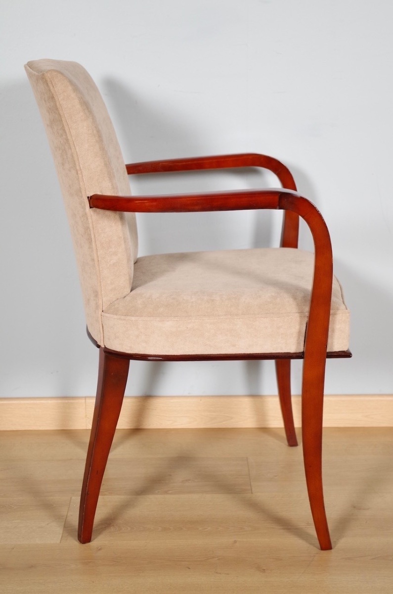 Pair Of Art Deco Bridge Chairs In Lacquer-finished Beech, Circa 1930-photo-3