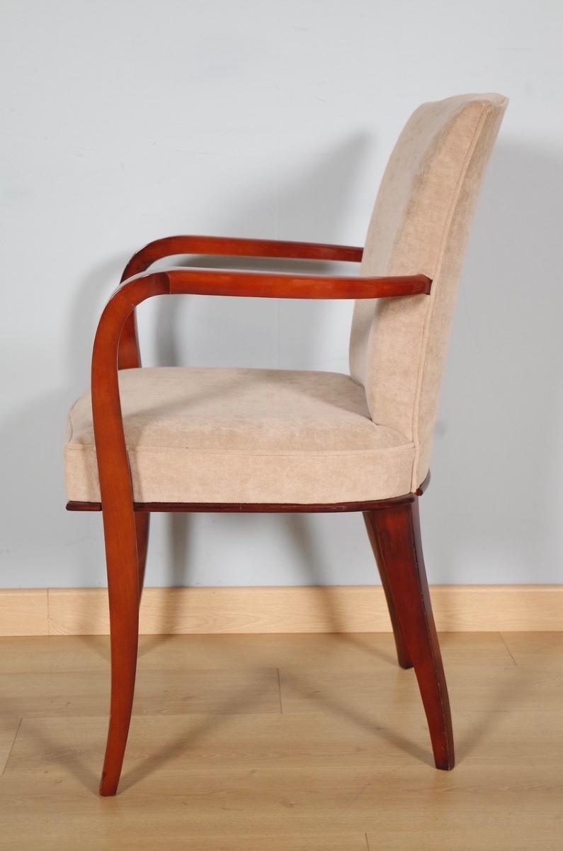 Pair Of Art Deco Bridge Chairs In Lacquer-finished Beech, Circa 1930-photo-5