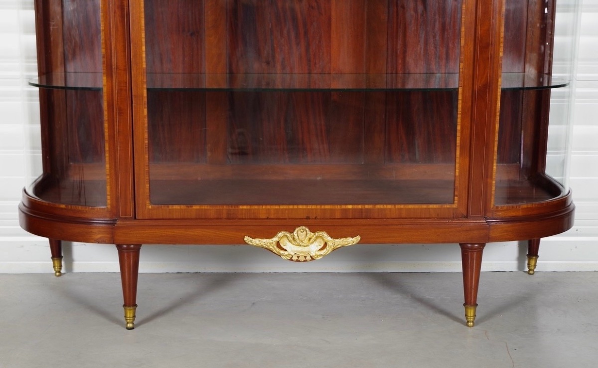 Grande vitrine d'exposition Louis XVI en acajou et bronze doré, vers 1880-photo-6