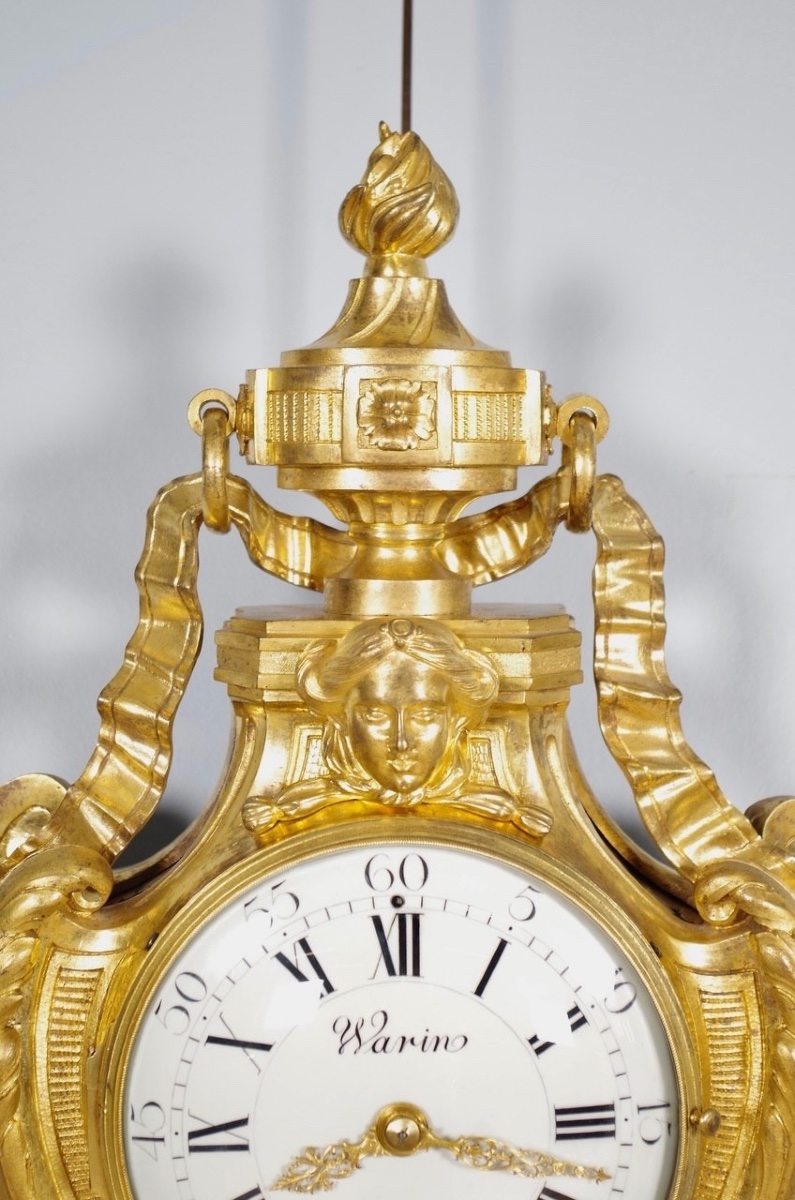 Cartel d'applique époque Louis XVI en bronze doré signé Warin, d'après Osmond-photo-2