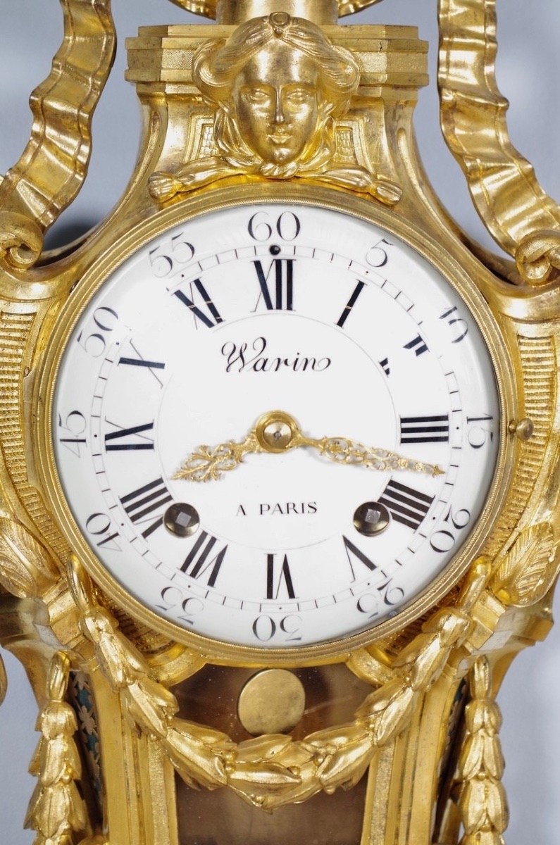 Cartel d'applique époque Louis XVI en bronze doré signé Warin, d'après Osmond-photo-3